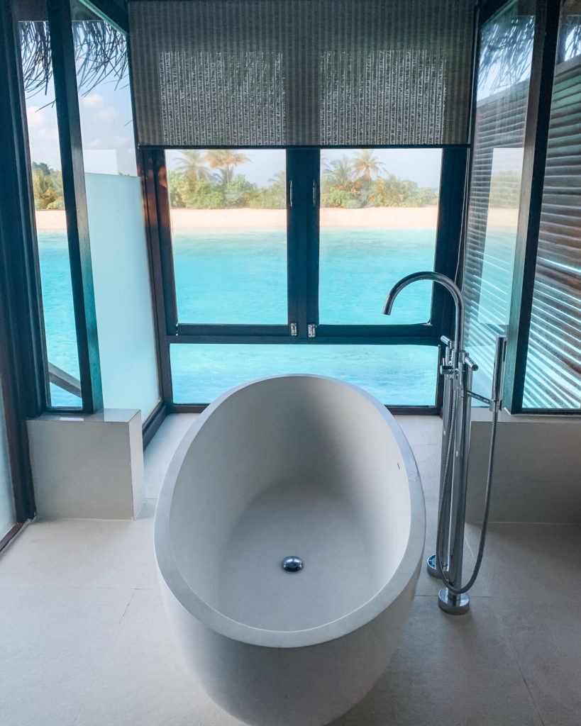 bathtub overwater bungalow maldives