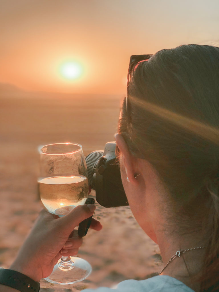 wine in namibian desert